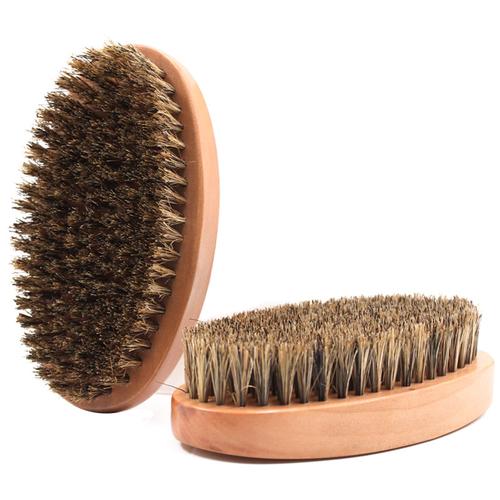 厂家批发男士油头造型美发梳清洁颈毛刷木质猪鬃毛理发胡子清理刷